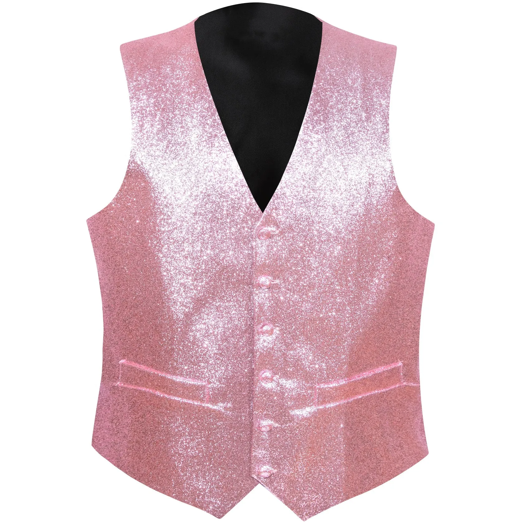 Ties2you Pink Tie Shining Glitter Solid Jacquard Silk Men's Vest Bow Tie Set Waistcoat Suit Set