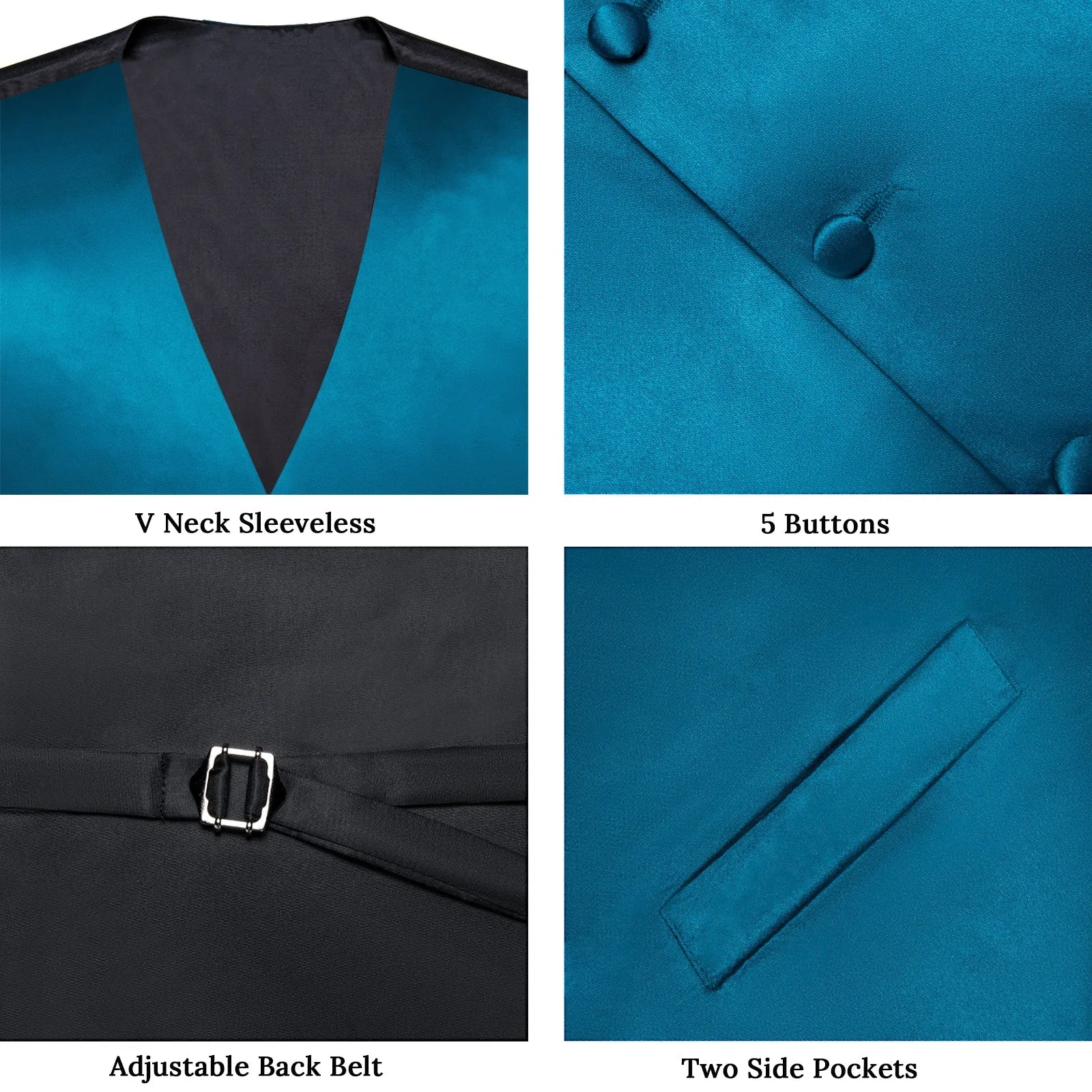 Ties2you Vest for Mens Deep Water Teal Solid Vest and Tie Set Fashion