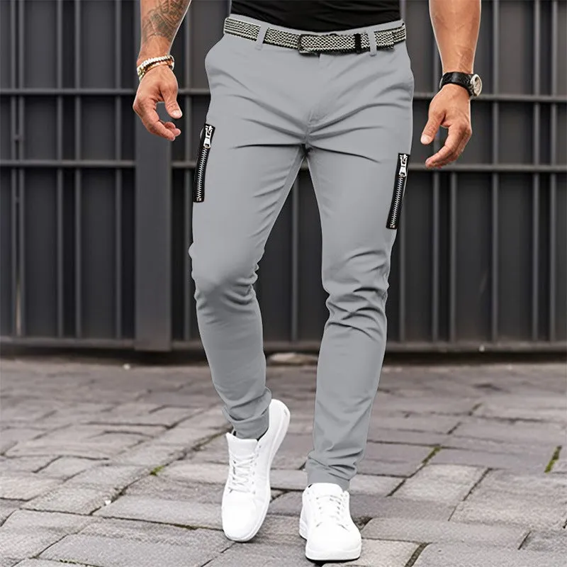 TIGHT CASUAL PANTS 100% COTTON ZIPPER POCKET PANT