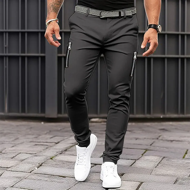 TIGHT CASUAL PANTS 100% COTTON ZIPPER POCKET PANT