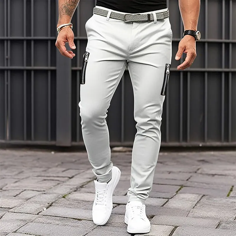 TIGHT CASUAL PANTS 100% COTTON ZIPPER POCKET PANT