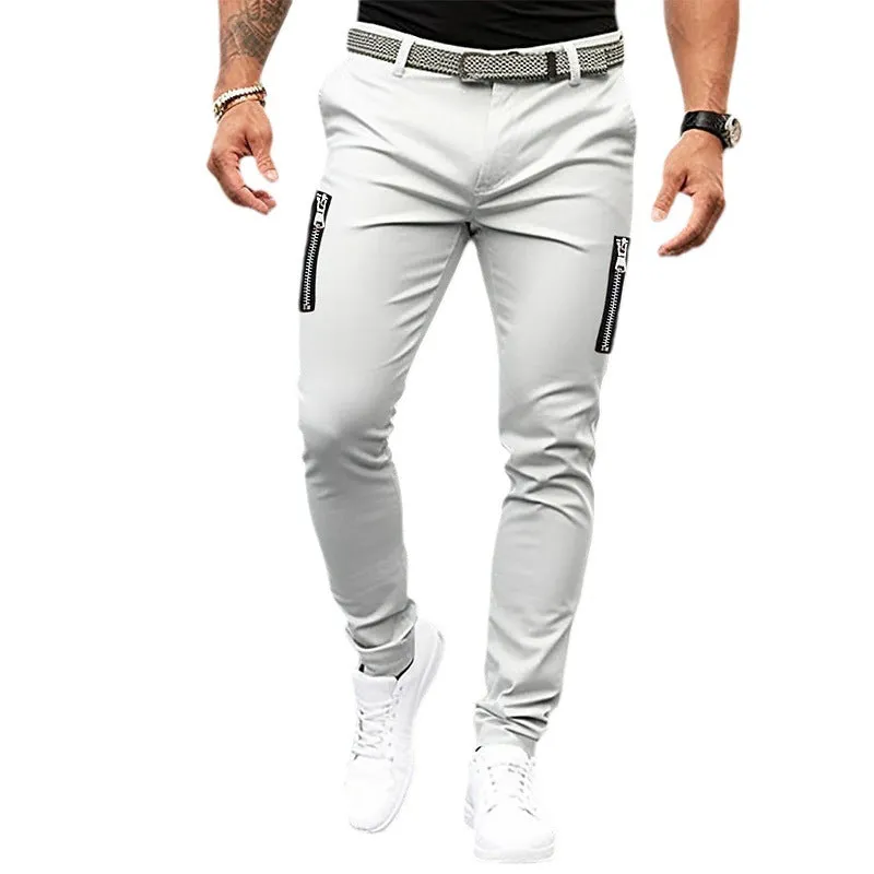 TIGHT CASUAL PANTS 100% COTTON ZIPPER POCKET PANT