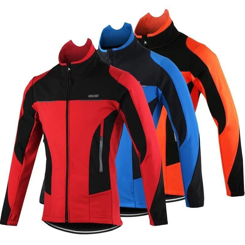 Windproof Men's Thermal Fleece Cycling Jacket