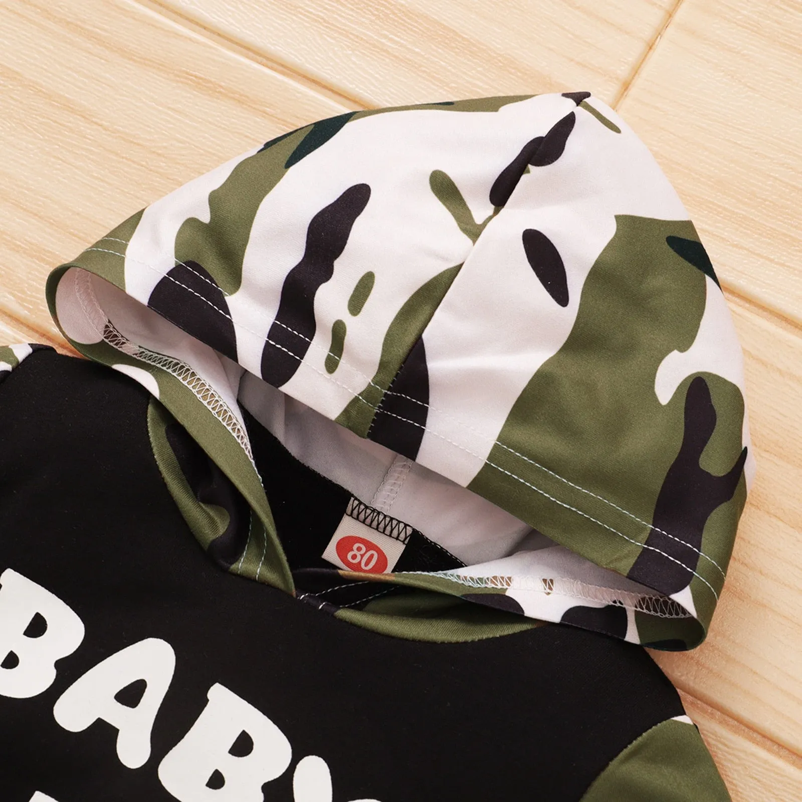 Winter Baby Boy Camouflage Letter Print Hoodie  Pants Infant Outfit