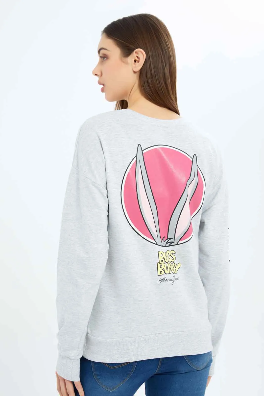 Women Blue Bugs Bunny Printed Sweatshirt