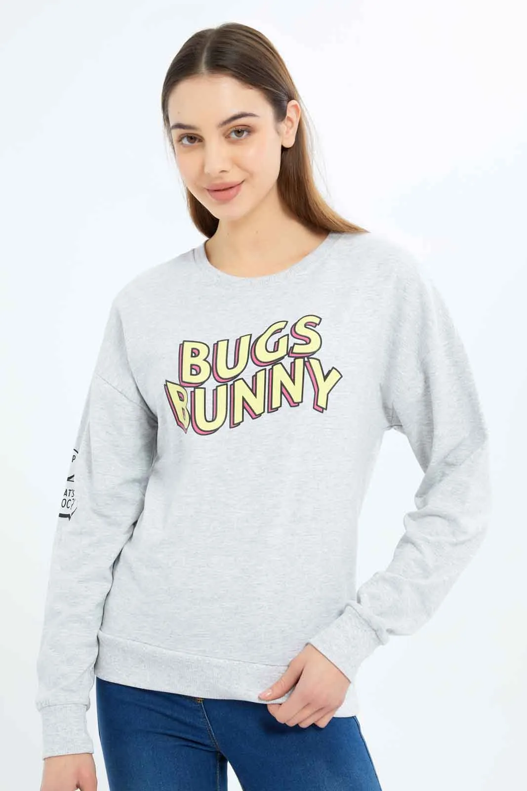 Women Blue Bugs Bunny Printed Sweatshirt