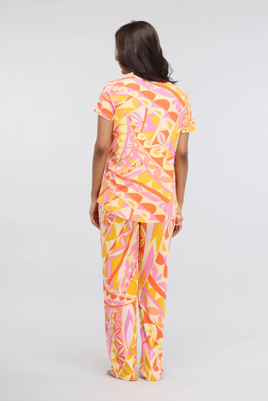 Yellow Paisley Print Modal Pajama Set